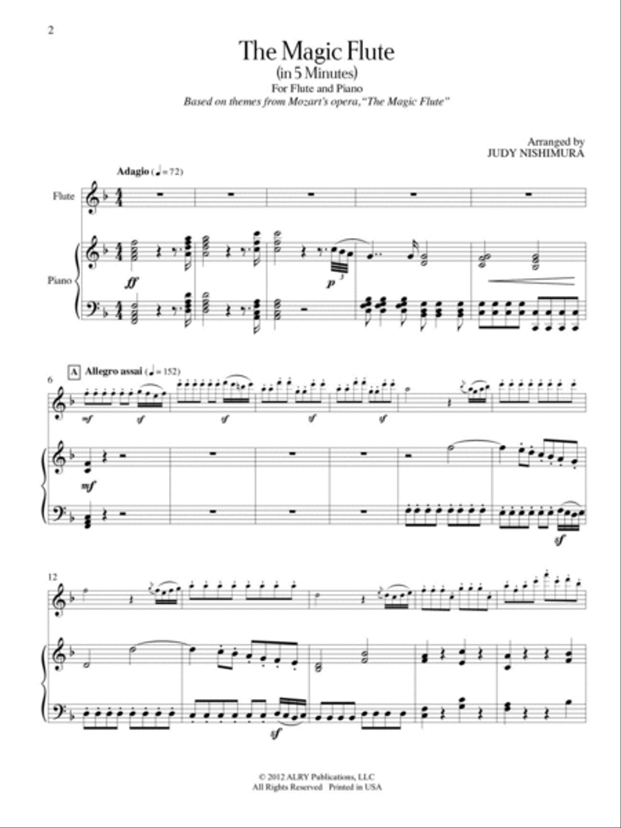 The Magic Flute (in 5 minutes) for Flute and Piano Flute Solo scores gallery preview page 2