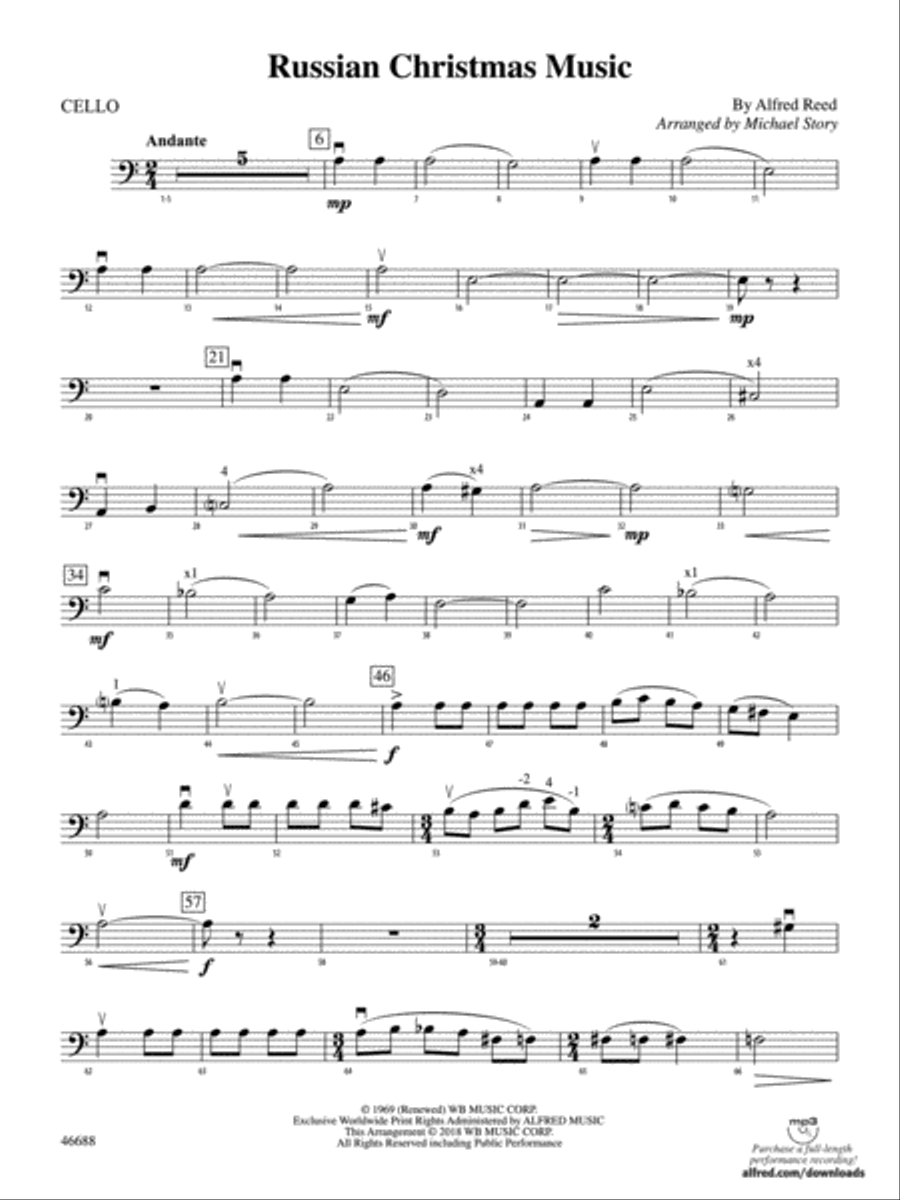Russian Christmas Music: Cello Full Orchestra scores gallery preview page 1