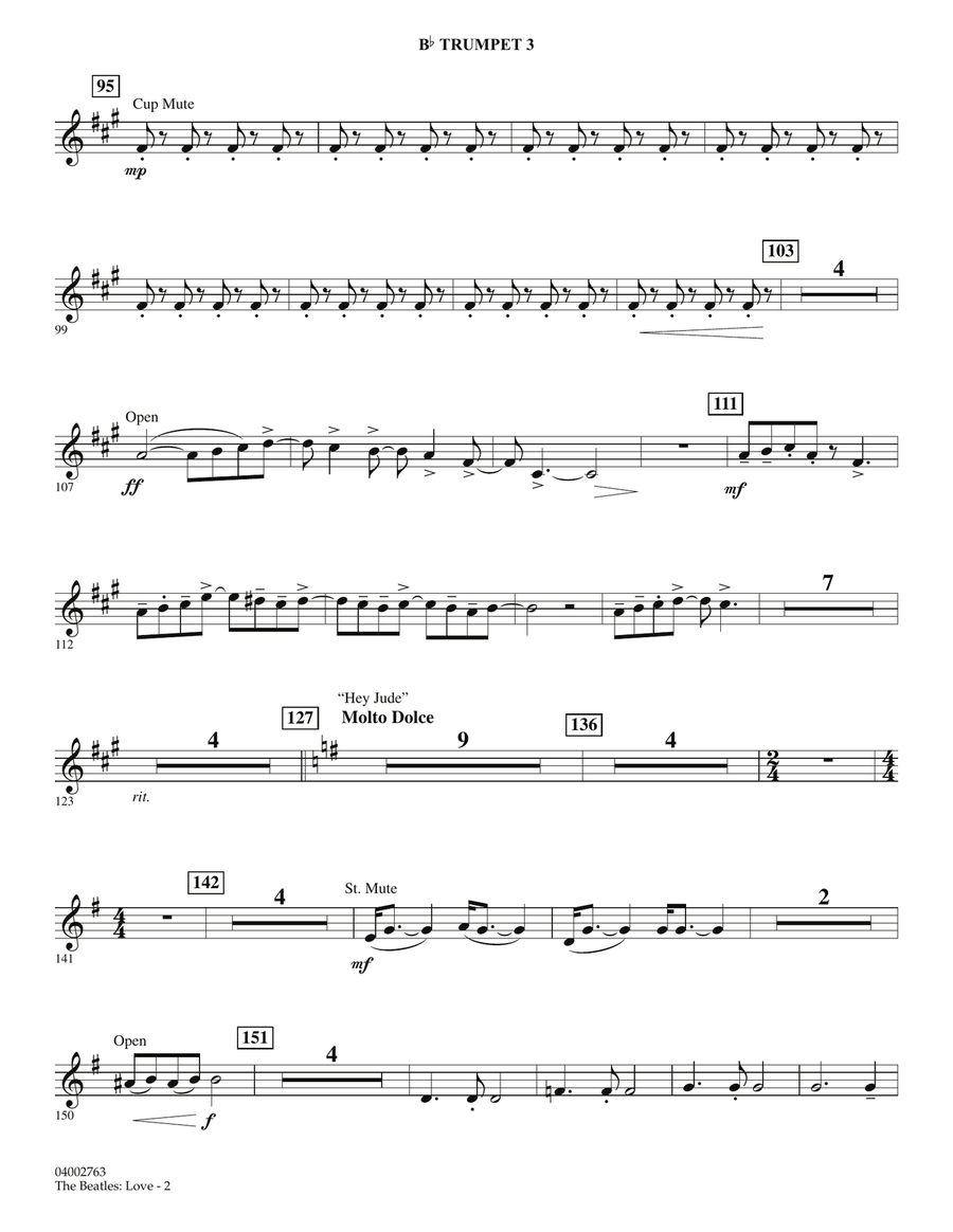 The Beatles: Love - Bb Trumpet 3 Concert Band scores gallery preview page 2