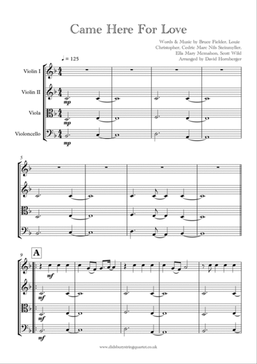 Came Here For Love String Quartet scores gallery preview page 2
