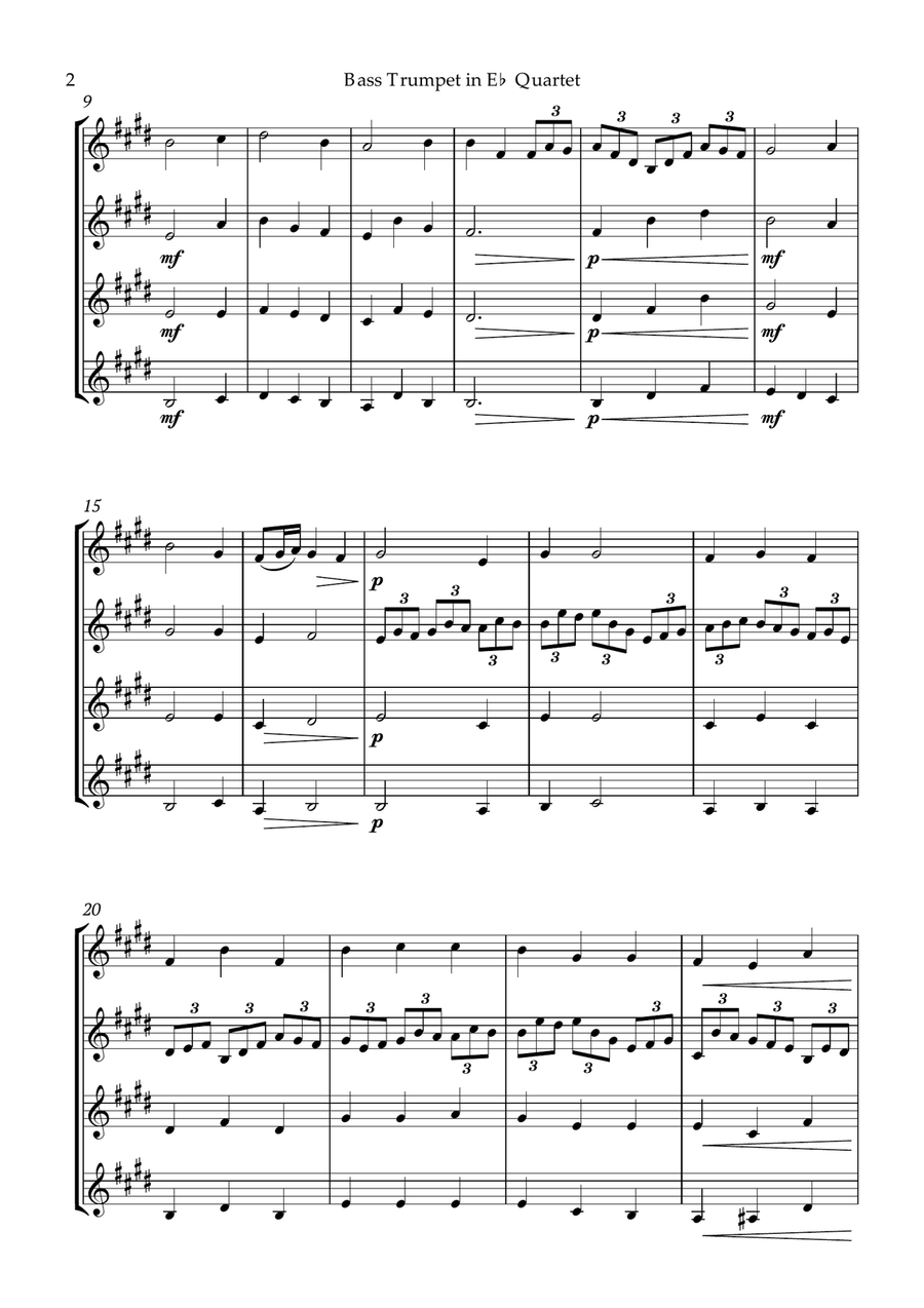 Bach Jesu, joy of man's desiring for E flat Bass Trumpet Quartet Brass Ensemble scores gallery preview page 3