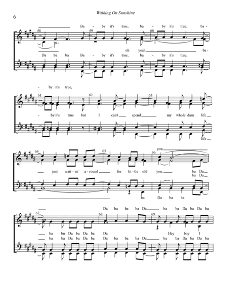 Walking On Sunshine Walking On Sunshine SSAA scores gallery preview page 6