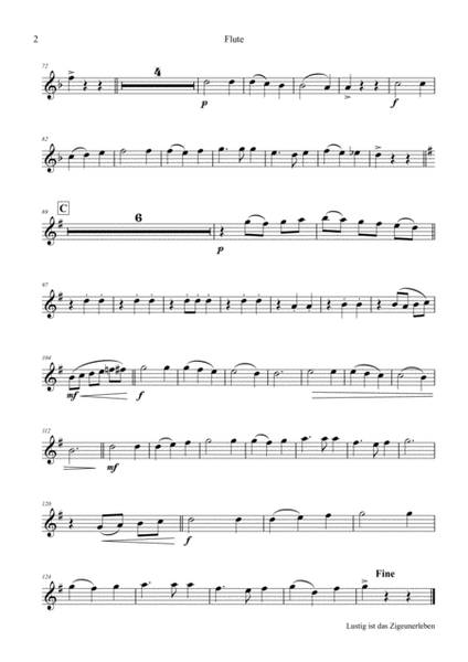 Lustig ist das Zigeunerleben - German Folk Song Waltz October Fest - Woodwind Quintet image number null