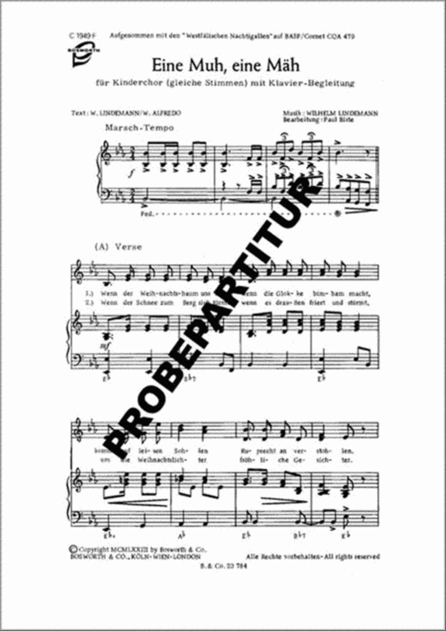 Eine Muh, eine Mäh Women's Choir scores gallery preview page 1