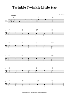 Book cover for Twinkle Twinkle Little Star - Cello in C (with Chords)
