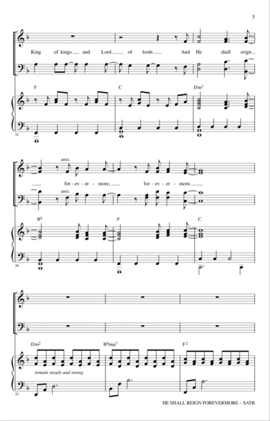 He Shall Reign Forevermore (arr. Heather Sorenson) 4-Part scores gallery preview page 4