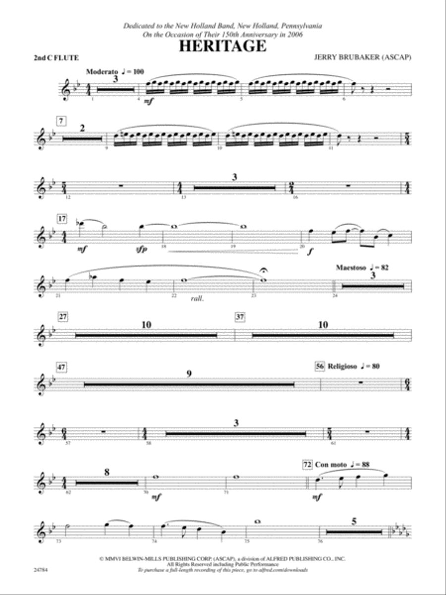 Heritage: 2nd Flute Concert Band scores gallery preview page 1