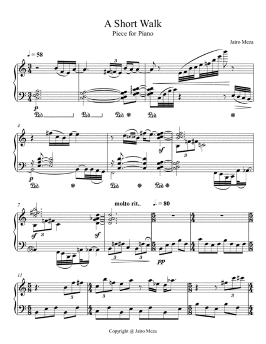 Short Walk-Piece for Piano Piano Solo scores gallery preview page 1