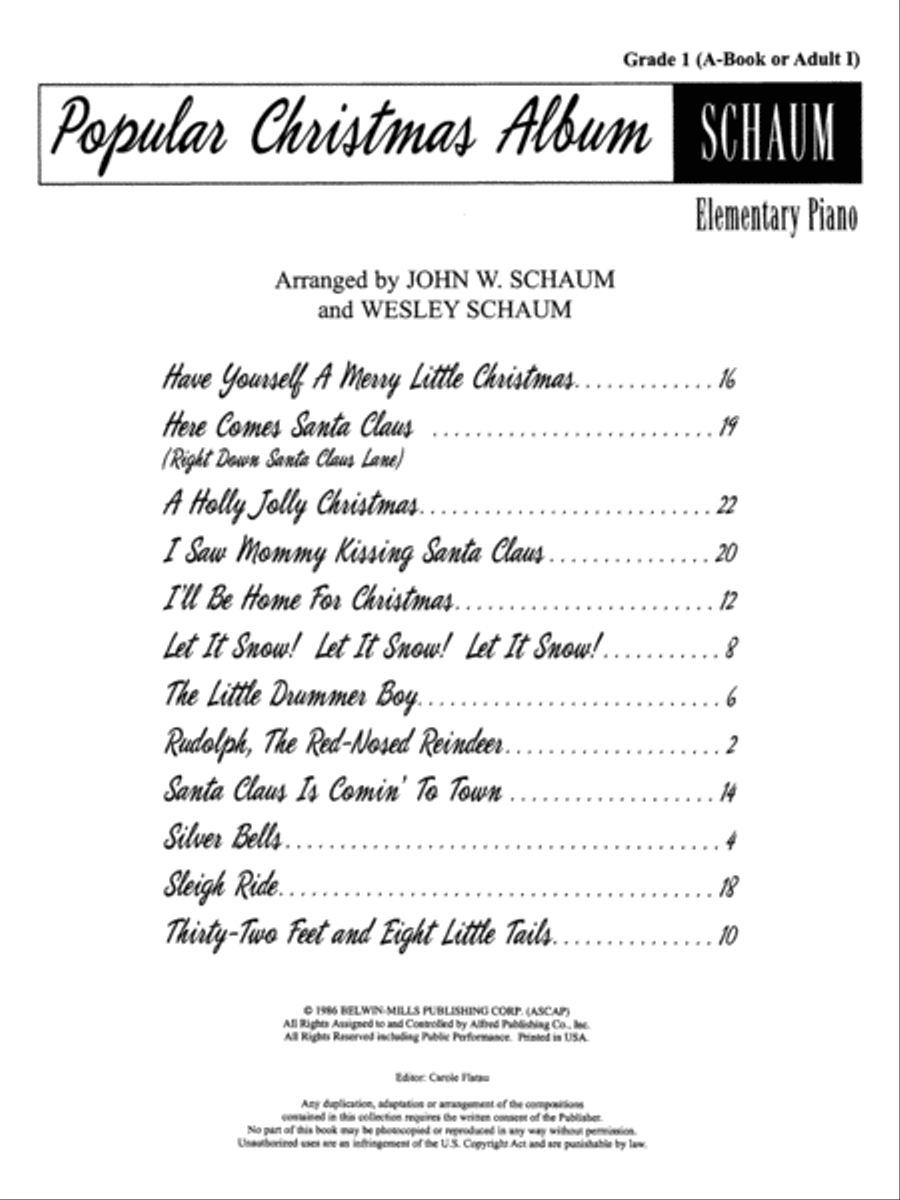 Popular Christmas Album Piano Method scores gallery preview page 2