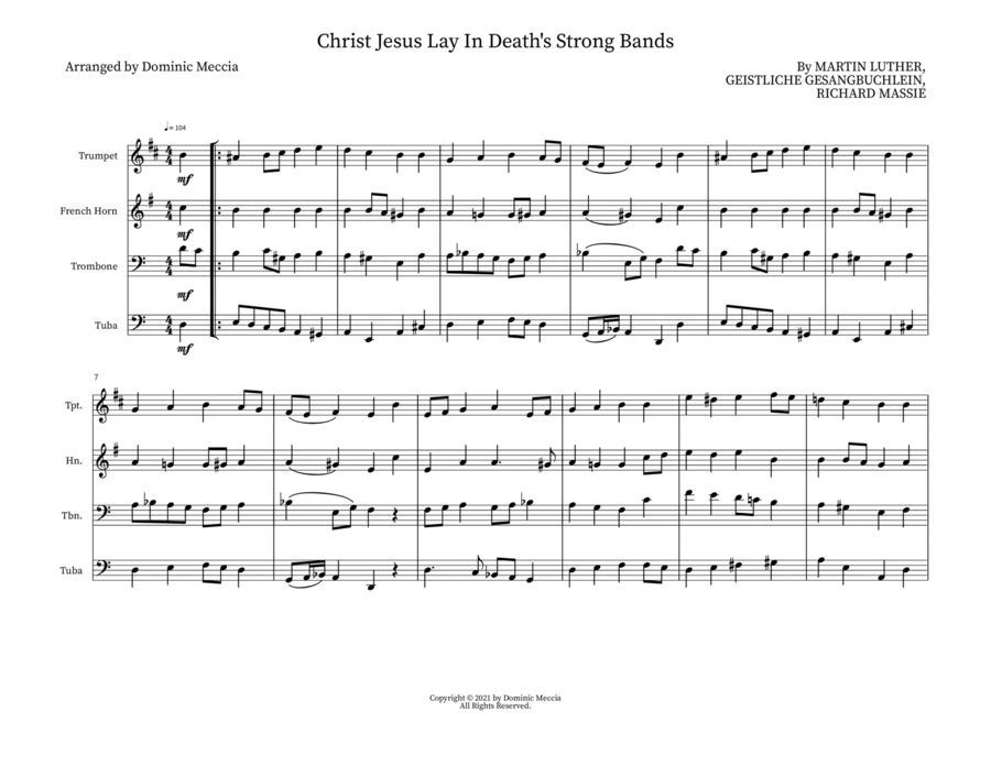 Christ Jesus Lay In Death's Strong Bands Small Ensemble scores gallery preview page 1