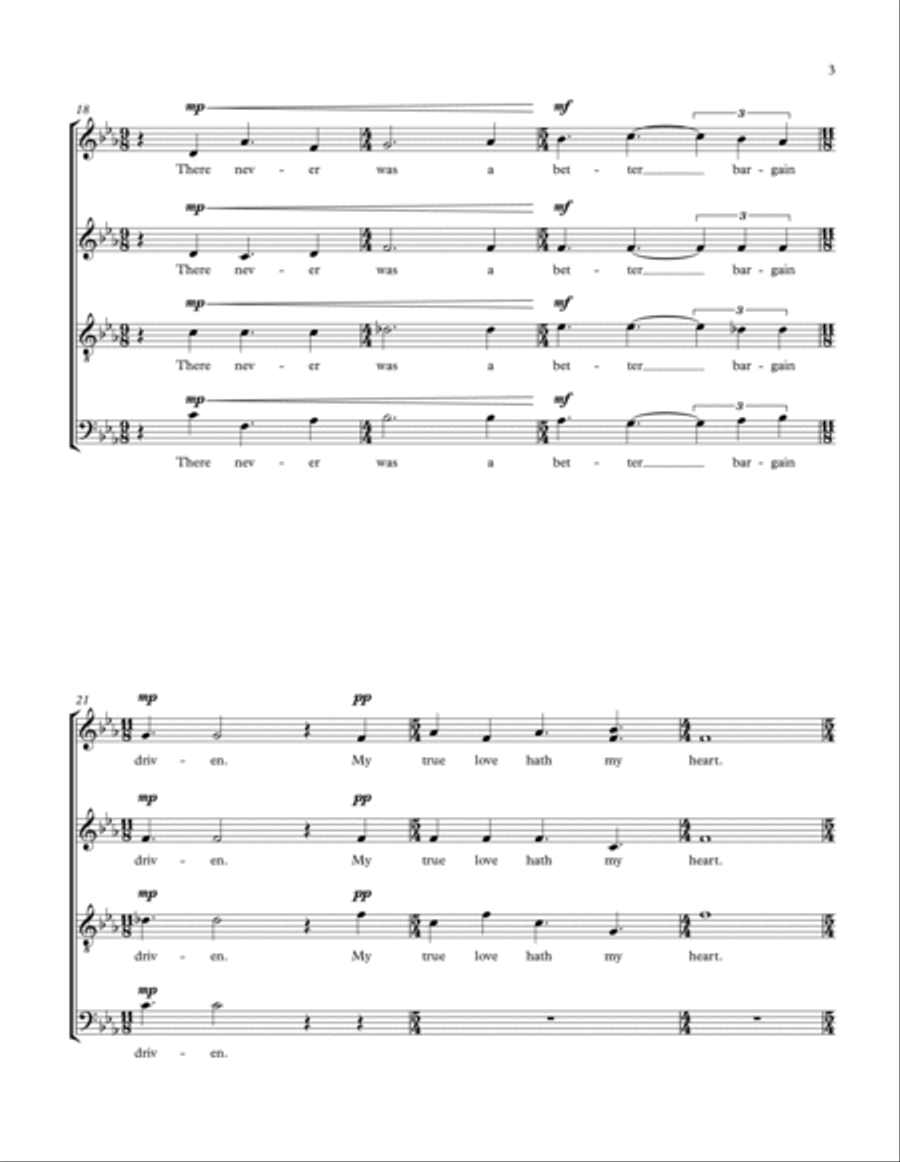 My True Love Hath My Heart 4-Part scores gallery preview page 5