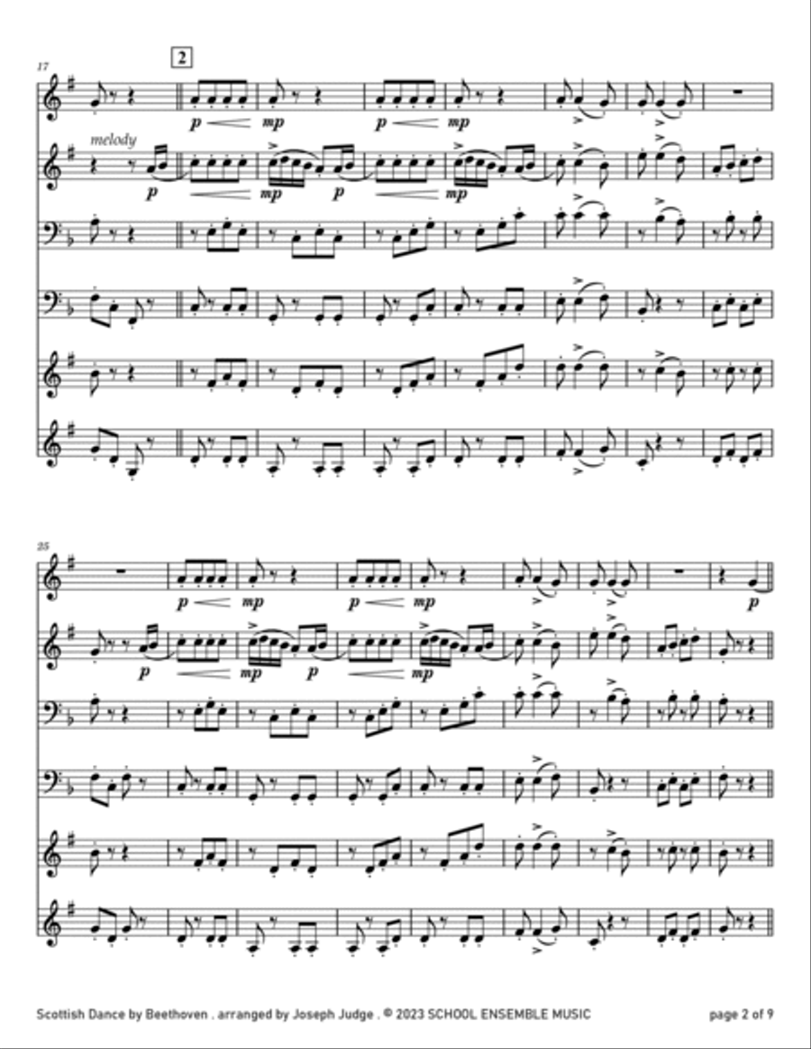 Scottish Dance by Beethoven for Brass Quartet in Schools Brass Quartet scores gallery preview page 2