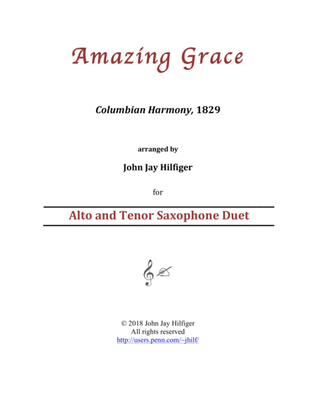 Amazing Grace for Alto and Tenor Saxophones