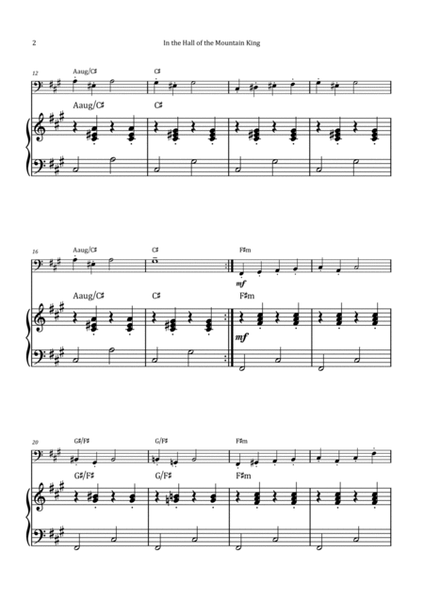 In the Hall of the Mountain King - Double Bass & Piano with Chord Notation image number null