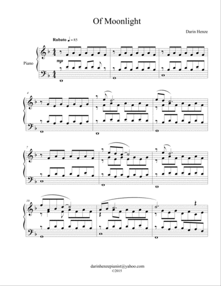 Of Moonlight Piano Solo scores gallery preview page 1