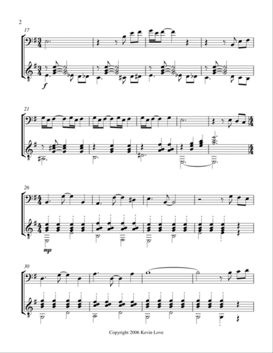 A Love Song for Cello and Guitar - Score and Parts String Duet scores gallery preview page 2