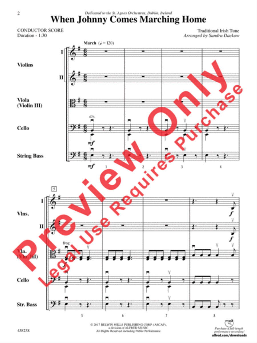 When Johnny Comes Marching Home String Orchestra scores gallery preview page 2