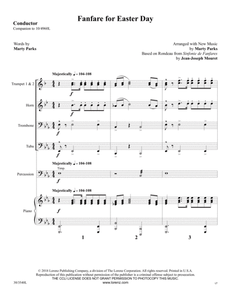 Fanfare for Easter Day - Brass Quintet and Percussion Score and Parts