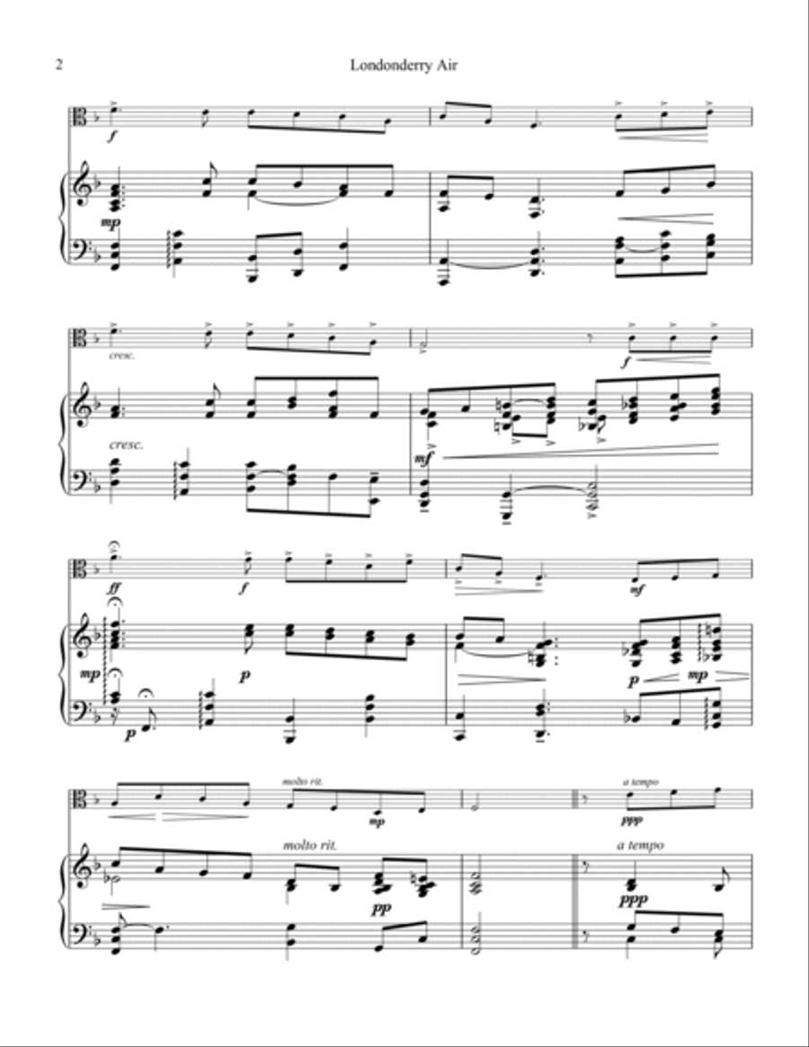 Londonderry air for viola and piano Piano Accompaniment scores gallery preview page 2