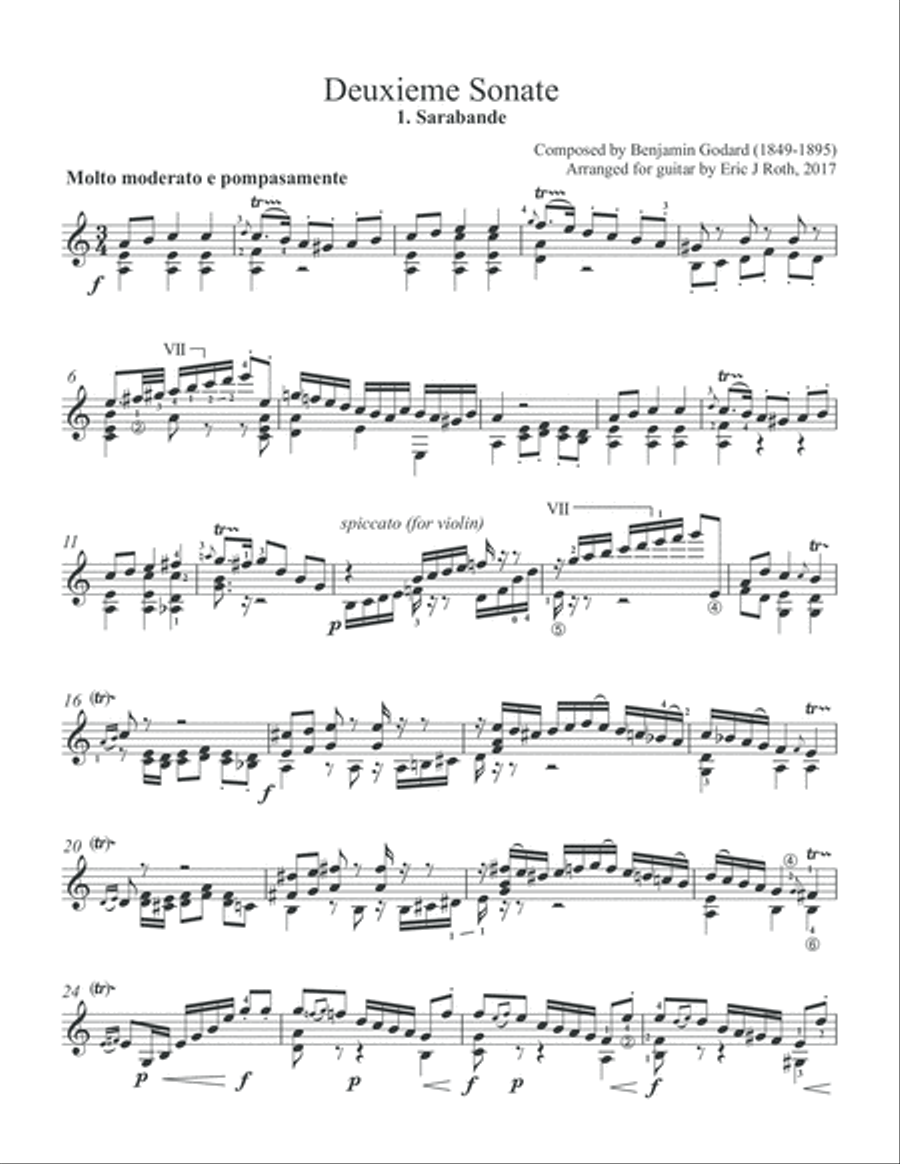 Deuxiéme Sonata by Benjamin Godard (1849-1895) Classical Guitar scores gallery preview page 5