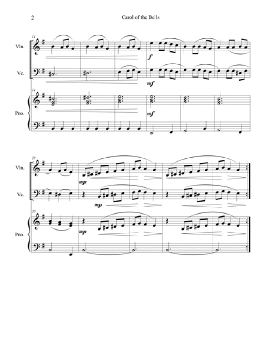 10 Christmas Duets for Violin and Cello with Piano Accompaniment (Vol. 3) Piano Trio scores gallery preview page 4