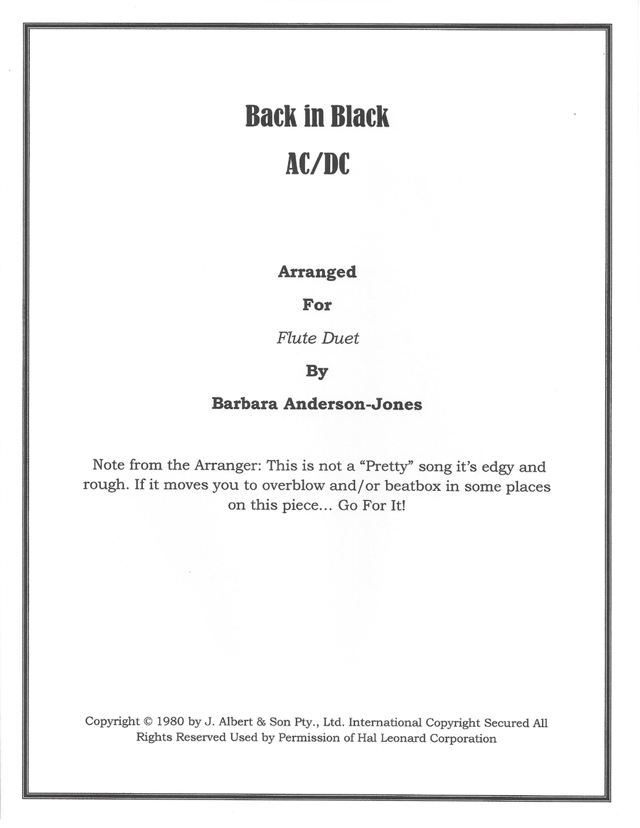 Back In Black Flute Duet scores gallery preview page 1