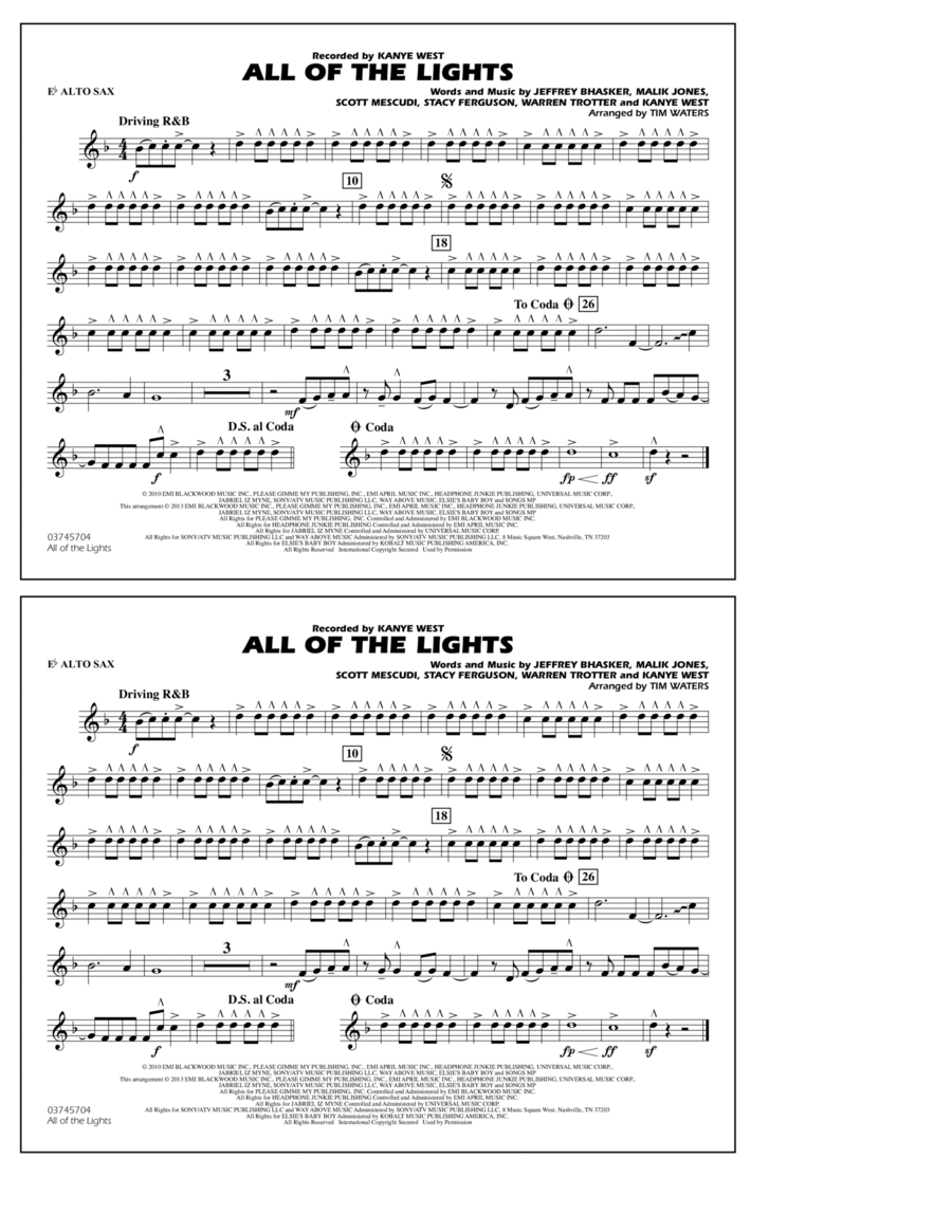 All Of The Lights - Eb Alto Sax Marching Band scores gallery preview page 1