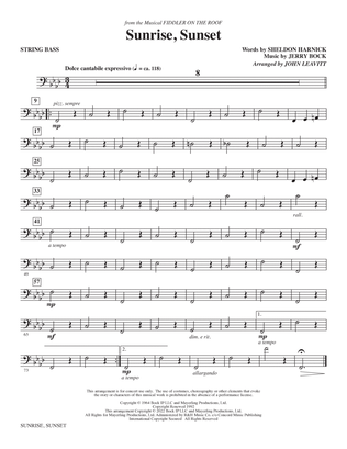 Sunrise, Sunset (from Fiddler On The Roof) (arr. John Leavitt) - String Bass