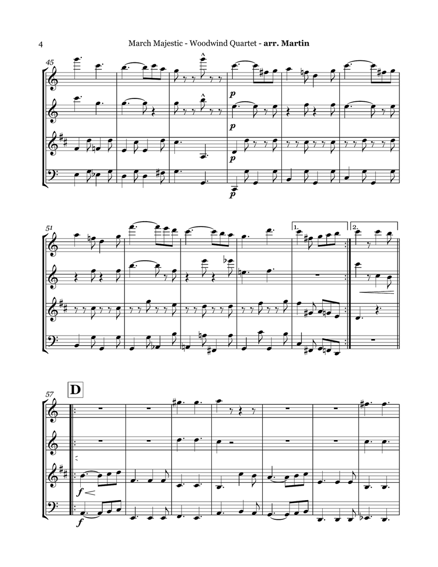 March Majestic - Woodwind Quartet Woodwind Quartet scores gallery preview page 5