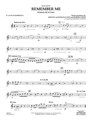 Remember Me (from Coco) (arr. Johnnie Vinson) - Eb Alto Saxophone 2