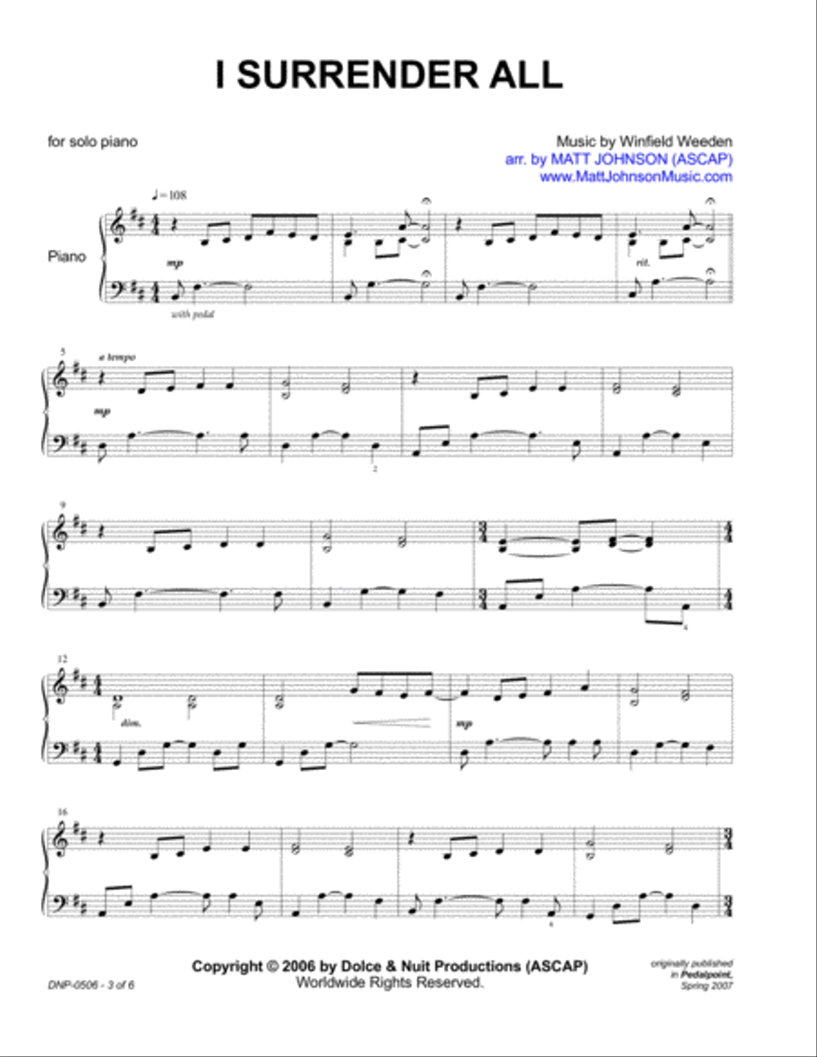 I Surrender All - for Offertory or Special Music Piano Solo scores gallery preview page 3
