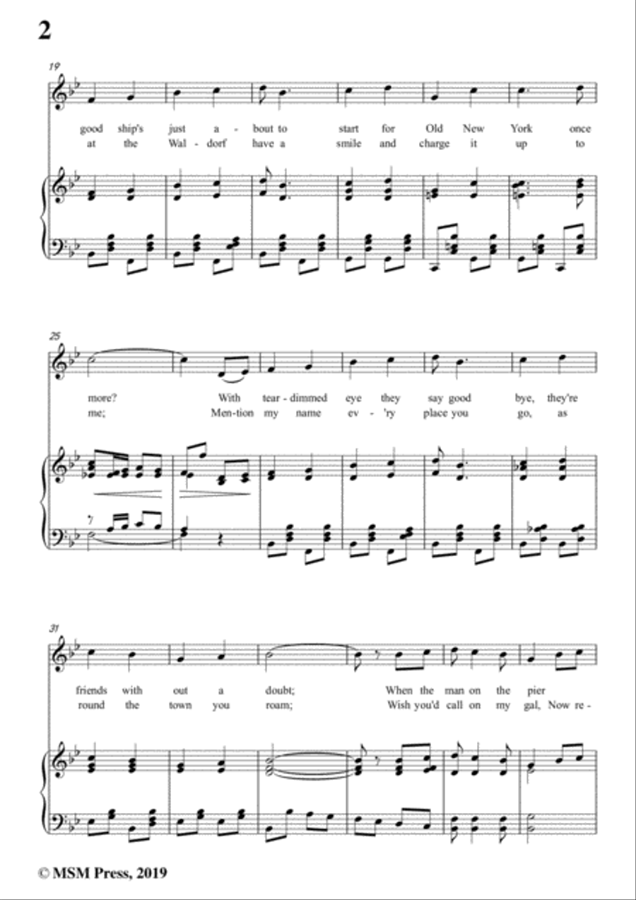 George M. Cohan-Give My Regards to Broadway,in B flat Major,for Voice&Piano Voice scores gallery preview page 4