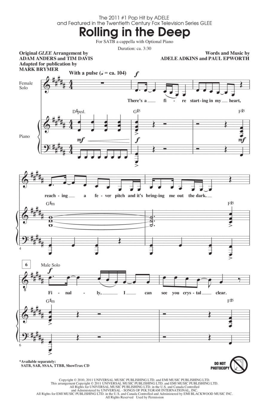 Rolling In The Deep 4-Part scores gallery preview page 1