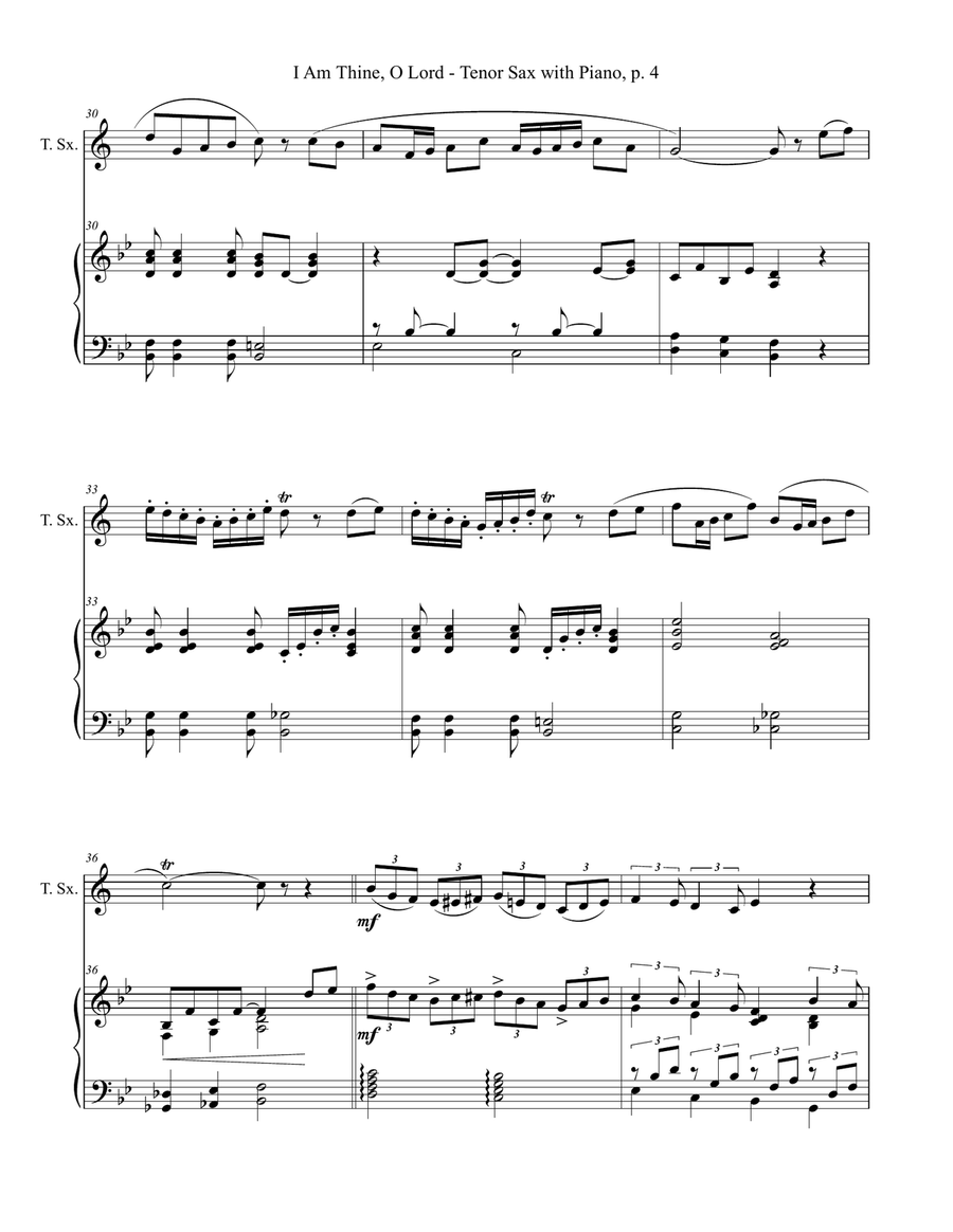 I AM THINE, O LORD (for Tenor Sax and Piano with Score/Part) Tenor Saxophone scores gallery preview page 5