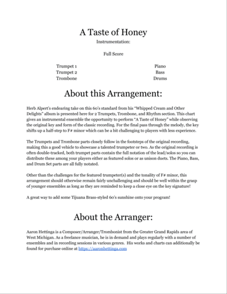 A Taste Of Honey Jazz Ensemble scores gallery preview page 2