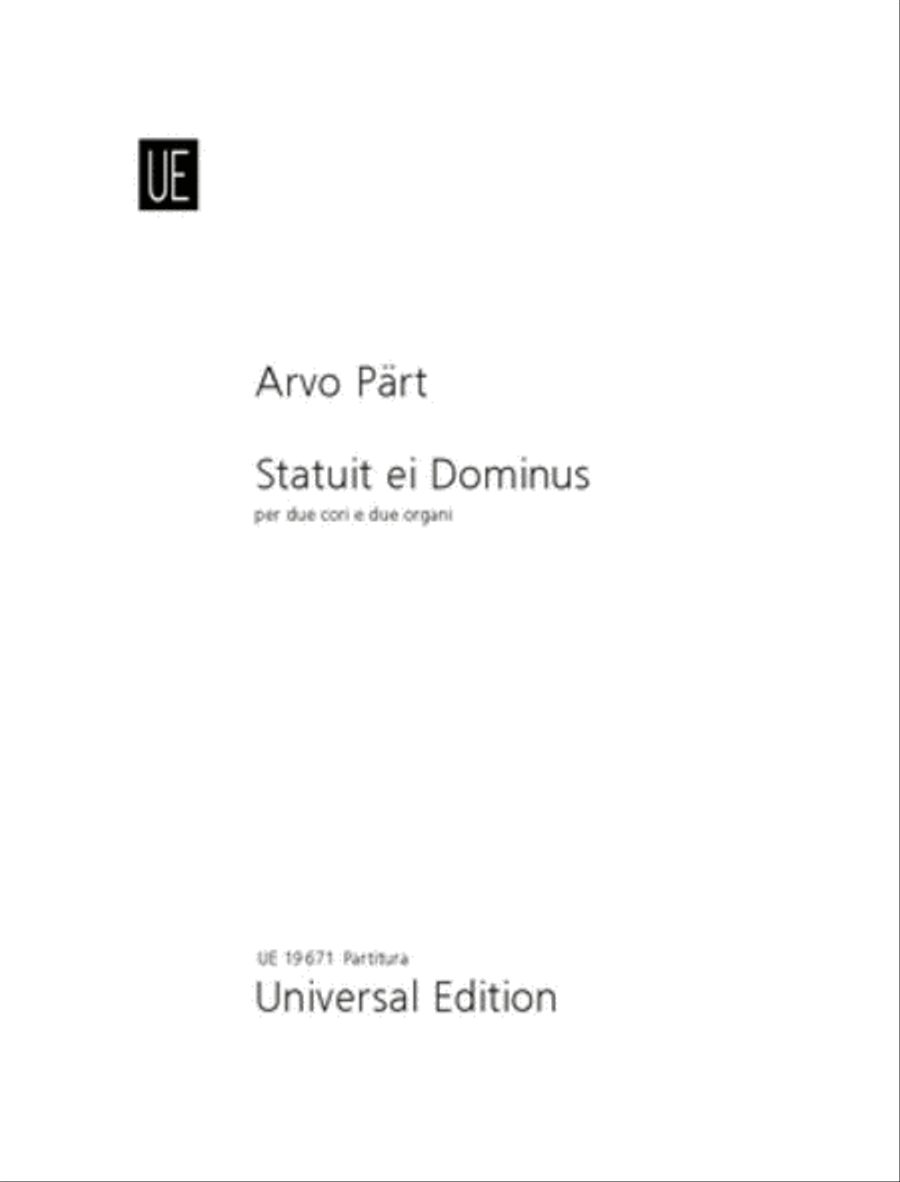 Statuit Ei Dominus, SATB/2 Org