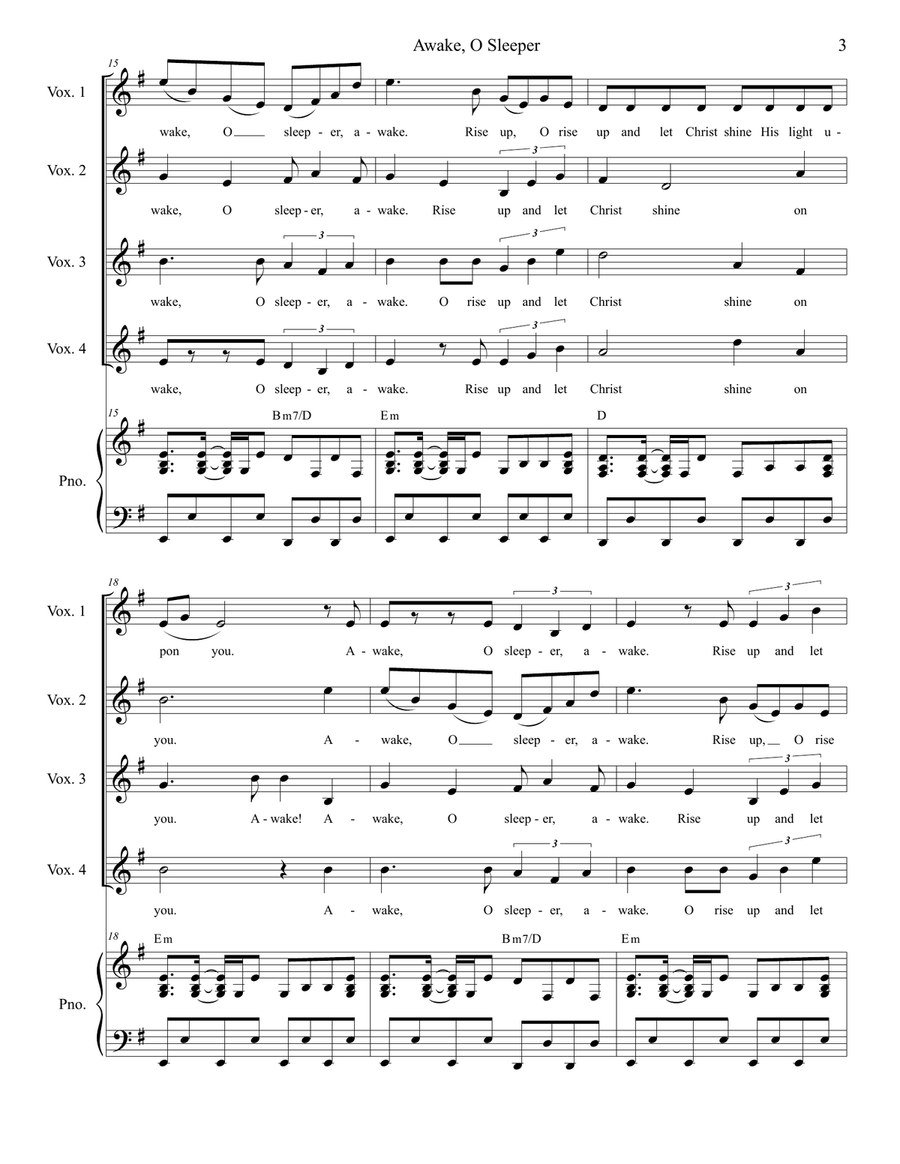Awake, O Sleeper Awake, O Sleeper Piano, Vocal scores gallery preview page 3