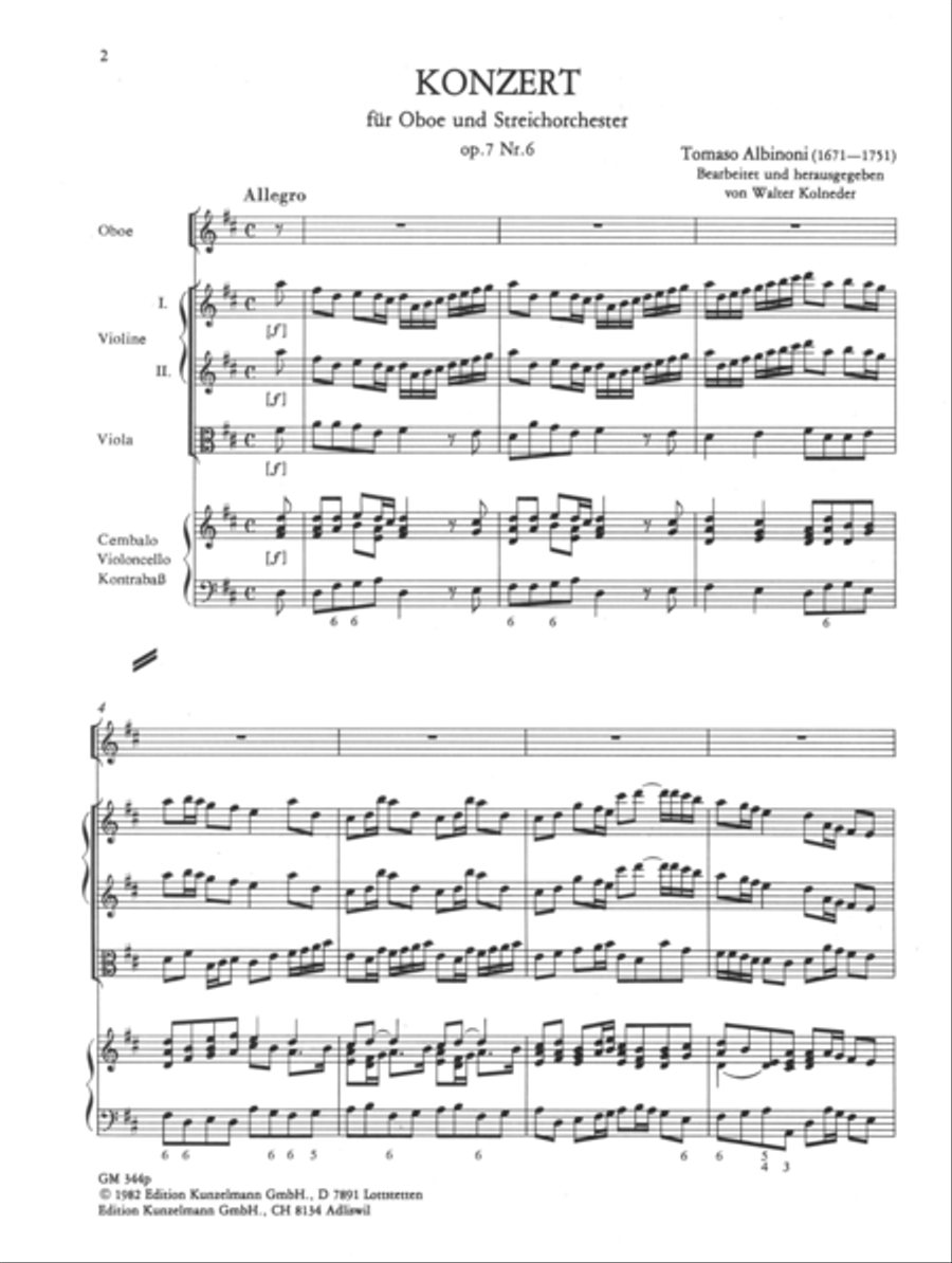 Concerto for oboe Op. 7/6 String Orchestra scores gallery preview page 2