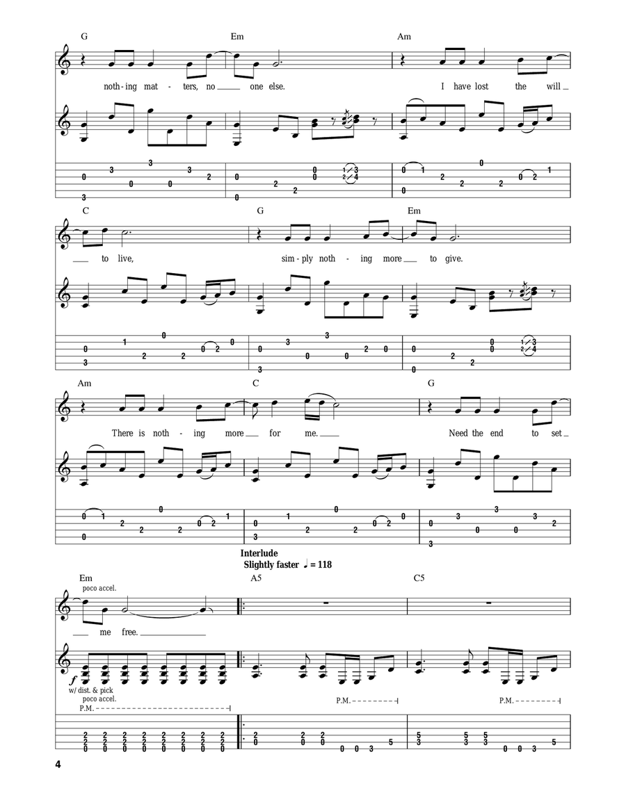 Fade To Black Acoustic Guitar scores gallery preview page 4
