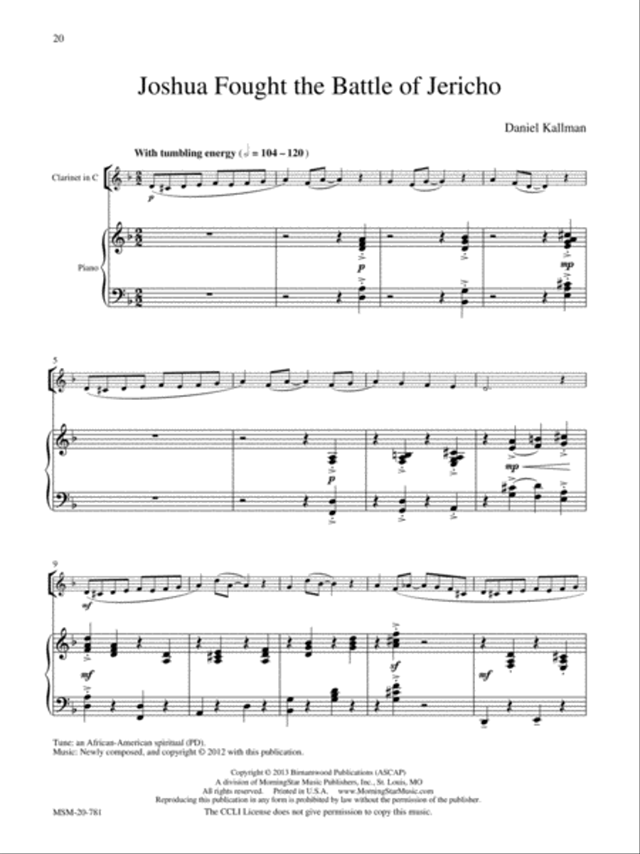 Joshua Fought the Battle of Jericho Clarinet Solo scores gallery preview page 1