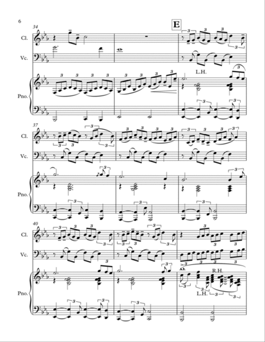 Amazing Grace, for Clarinet, Cello and Piano Clarinet scores gallery preview page 6
