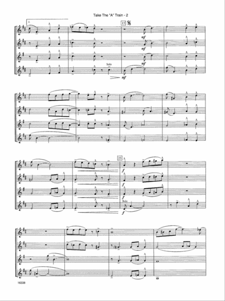 Take The A Train Saxophone Quartet scores gallery preview page 3