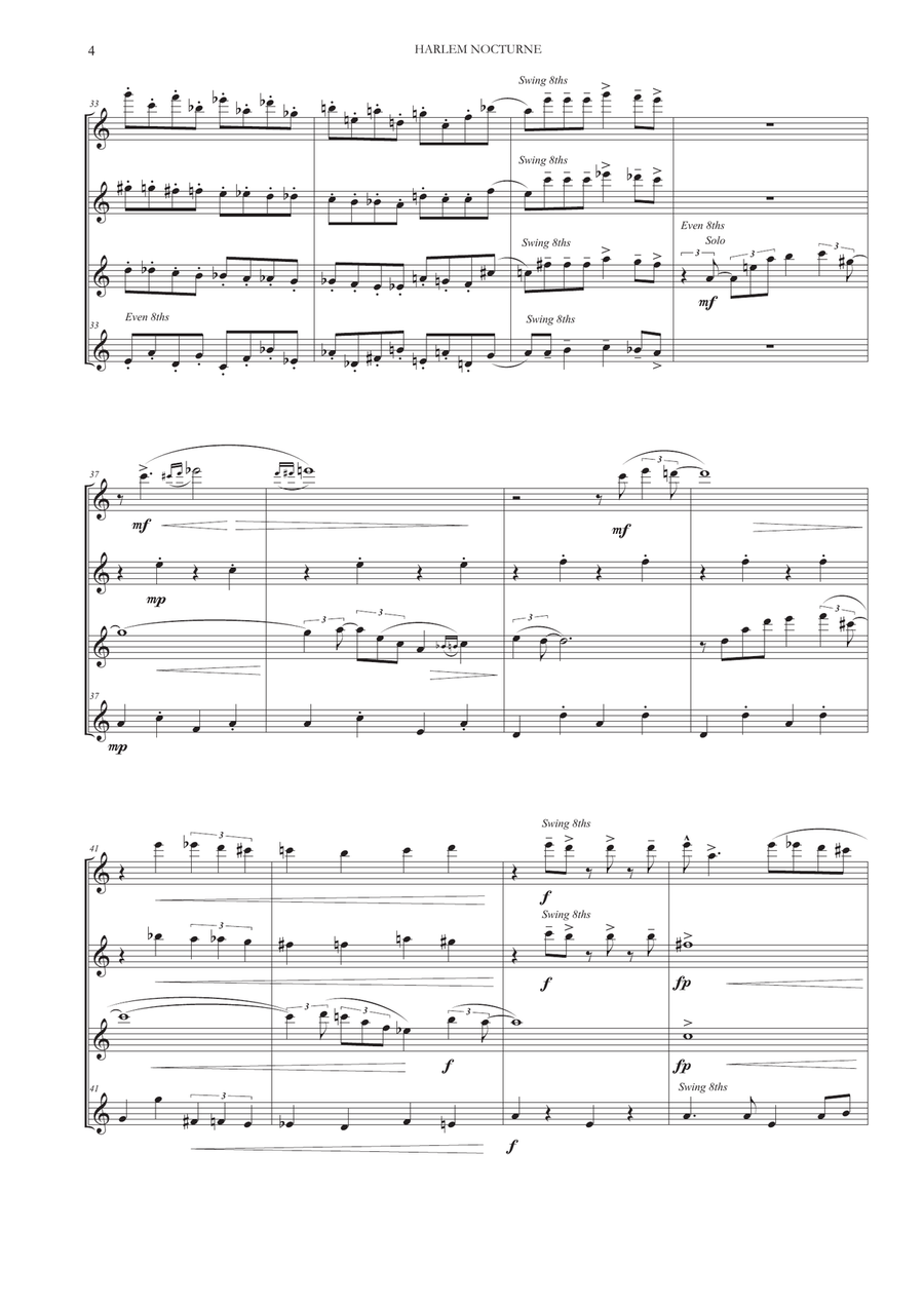 Harlem Nocturne Woodwind Quartet scores gallery preview page 5