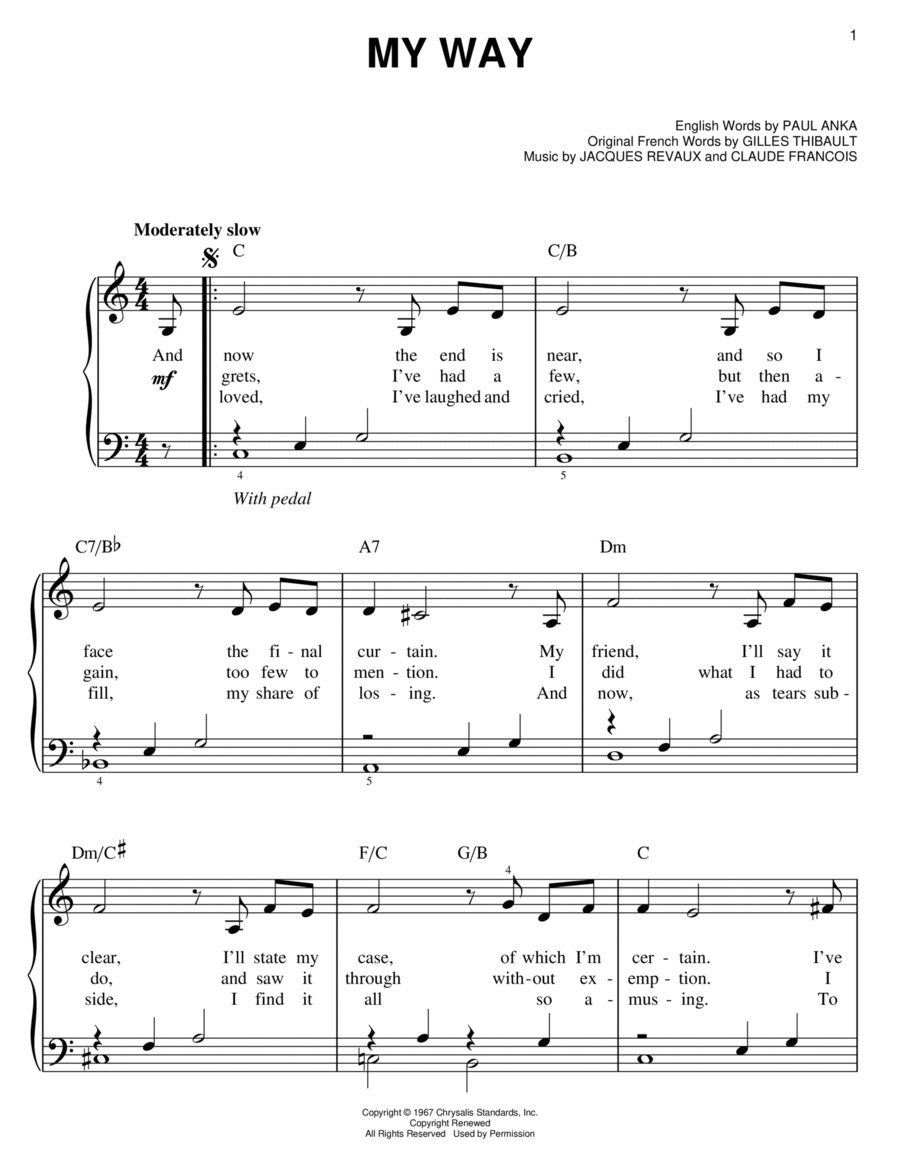 My Way Easy Piano scores gallery preview page 1