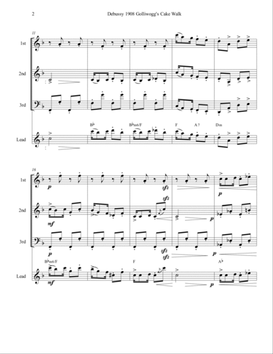 Debussy Golliwogs Cakewalk For Mixed Trio Small Ensemble scores gallery preview page 2