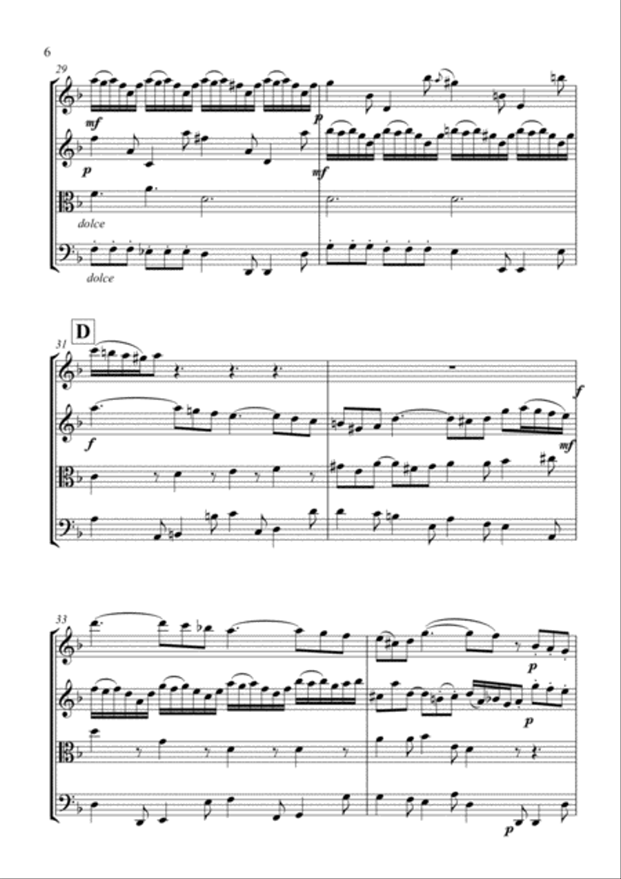 Bach Double Violin Concerto - Largo String Quartet scores gallery preview page 6