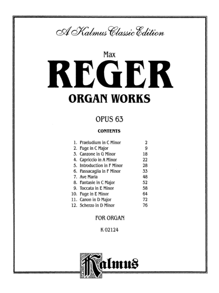 Organ Works, Op. 63