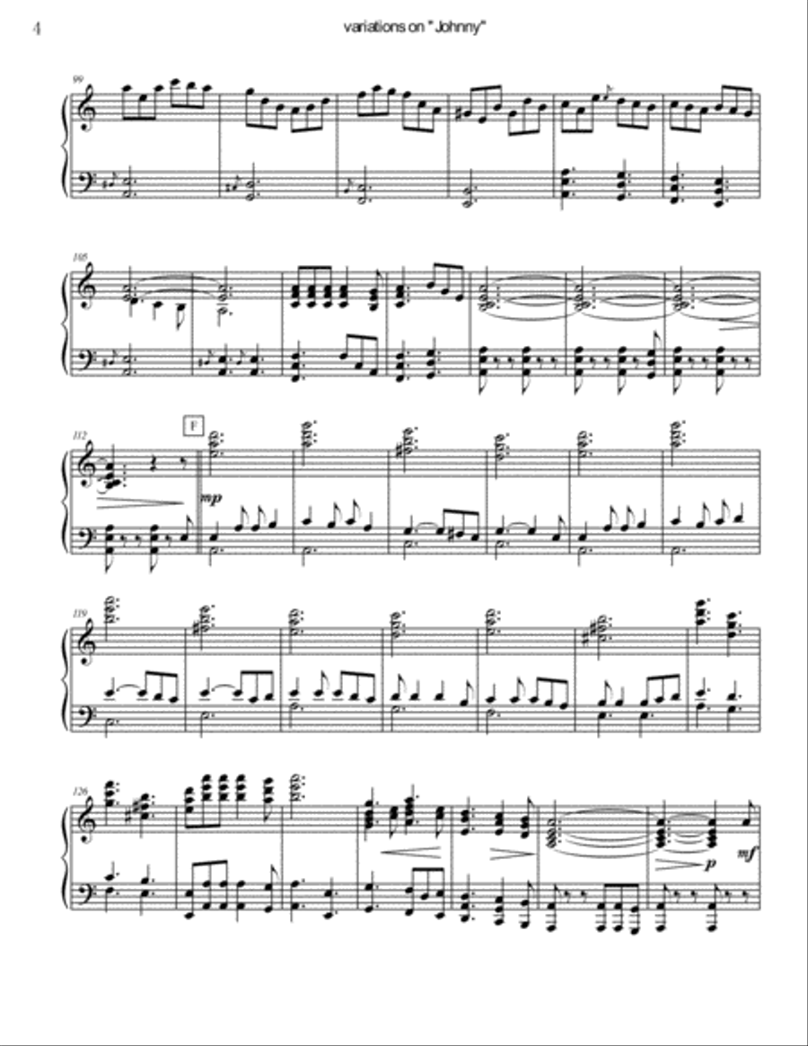 Variations on "When Johnny Comes Marching Home" for Solo Piano