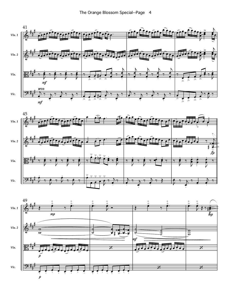 Orange Blossom Special String Quartet scores gallery preview page 4