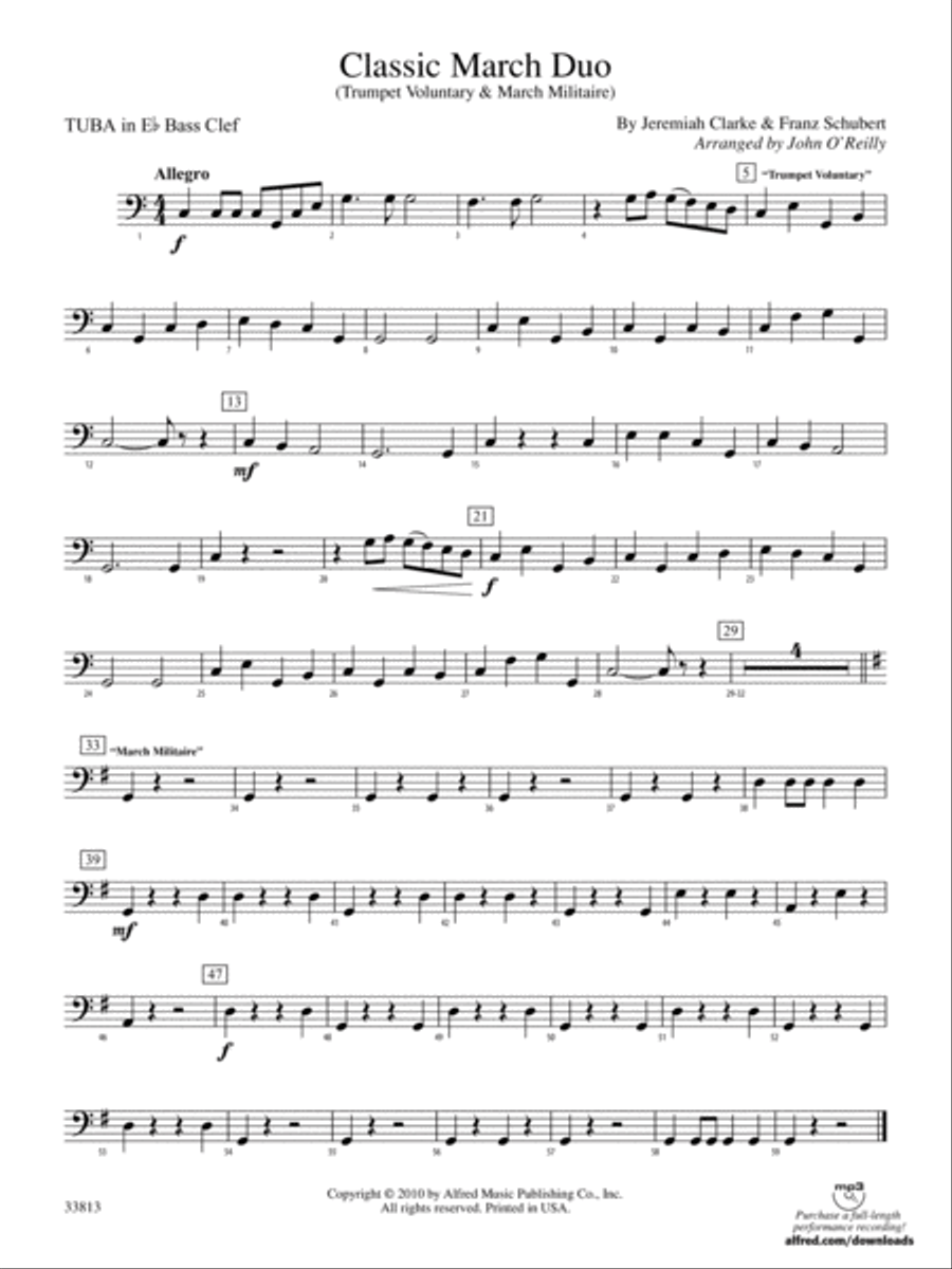 Classic March Duo: (World Part) E-flat Tuba B.C. Concert Band scores gallery preview page 1